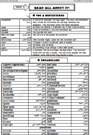 مذكرة اللغة الانجليزية 3ث المنهج الجديد 2022