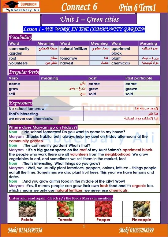 ملزمة connect السادس الابتدائي 2023 اول 3 وحدات